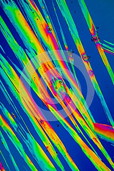 Urea crystals in polarized light