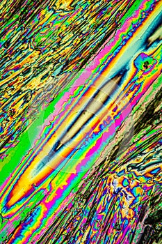 Urea crystals in polarized light