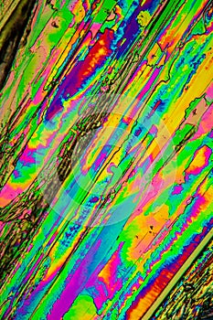 Urea crystals in polarized light