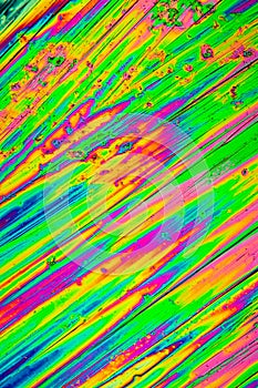 Urea crystals in polarized light