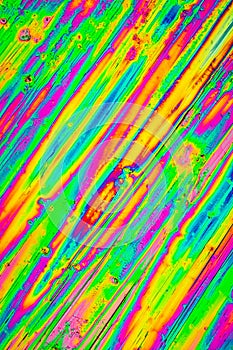 Urea crystals in polarized light