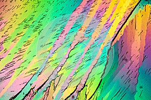 Urea crystals in polarized light