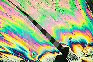 Urea crystals in polarized light