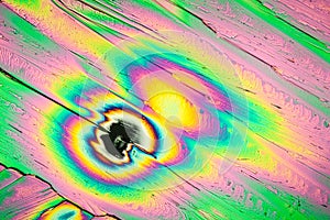 Urea crystals in polarized light