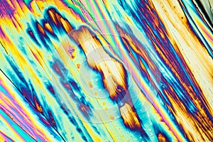 Urea crystals in polarized light