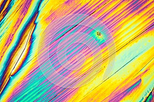 Urea crystals in polarized light