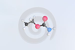 Urethane molecule made with balls, scientific molecular model. 3D rendering