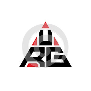URG triangle letter logo design with triangle shape. URG triangle logo design monogram. URG triangle vector logo template with red