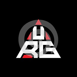 URG triangle letter logo design with triangle shape. URG triangle logo design monogram. URG triangle vector logo template with red