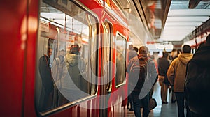 urgency blurred train interior