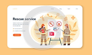 Urgency rescuer help web banner or landing page. Ambulance