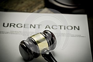 Urgent Action with gavel. Class action concept