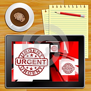 Urgent On Cubes Shows Urgent Priority Tablet