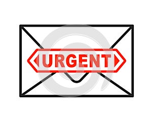 Urgent envelope icon with important letter