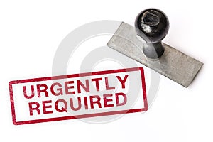 Urgently required text label stamp for documents. photo