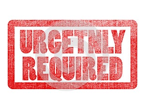 Urgently required text label stamp for job search finder. photo