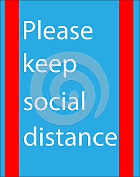 Urging people to keep social distance on a blue background