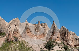 Urgup fairy chimneys, Turkey's tourism symbol, stone houses