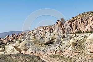 Urgup fairy chimneys, Turkey's tourism symbol, stone houses