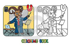 Urial or ram university lecturer ABC coloring book photo