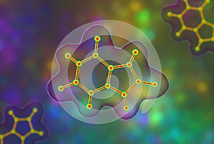 Uric acid molecule, illustration