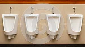 Urinal man four clean toilets in public toilets. photo