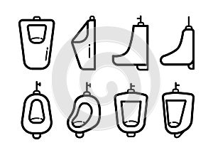 Urinal vector icon set in outline style