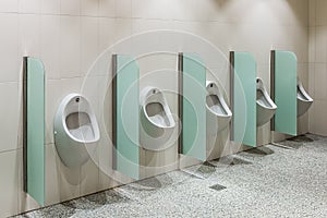 Urinals in a public toilet