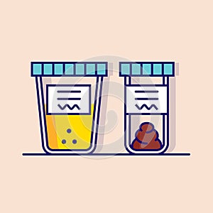 Urine and fecal analysis. Flat style.