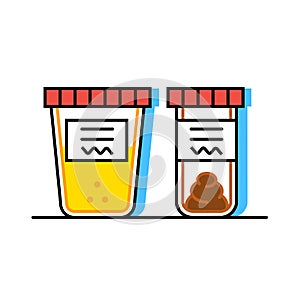 Urine and fecal analysis. Flat style. Containers for analysis.