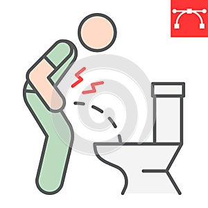 Urine pain color line icon, pee and illness, bladder ache vector icon, vector graphics, editable stroke filled outline photo
