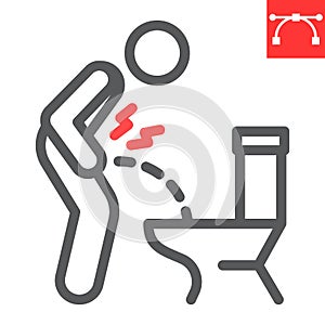 Urine pain line icon, pee and illness, bladder ache vector icon, vector graphics, editable stroke outline sign, eps 10. photo