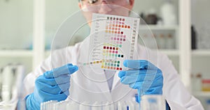 Urine pH test strips closeup