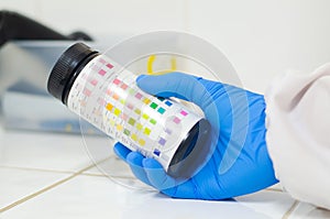 Urine strip 11 test in laboratory