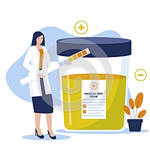 Urine test illustration concept for medical and healthcare