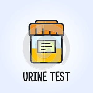 Urine test in a plastic jar icon, urinalysis, diagnosis bottle photo