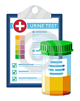 Urine Test Tube, Medical Form List with Results