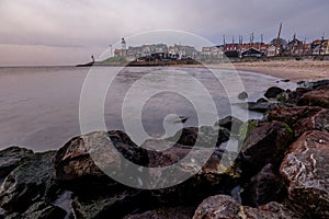 Urk netherlands Flevoland, Harbor and lighthouse at the small village of urk