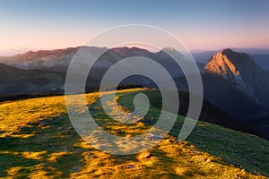 Urkiola mountains at sunset