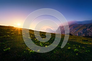 Urkiola mountains at sunset