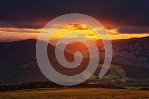 Urkiola sanctuary at sunset