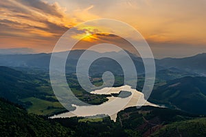 Urkulu reservoir from Orkatzategi mountain, Guipuzcoa, Spain photo