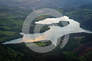 Urkulu reservoir from Orkatzategi mountain, Guipuzcoa, Spain