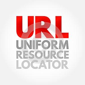 URL - Uniform Resource Locator is a unique identifier used to locate a resource on the Internet, acronym text concept background