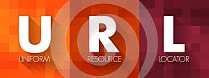 URL - Uniform Resource Locator is a unique identifier used to locate a resource on the Internet, acronym text concept background