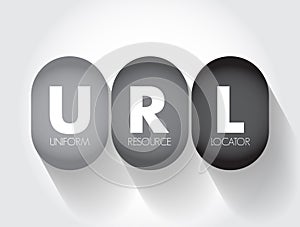 URL - Uniform Resource Locator is a unique identifier used to locate a resource on the Internet, acronym text concept background