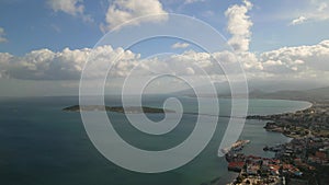 Urla Cesmealti aerial view with drone. Turkey's touristic seaside town in the Aegean. Urla , Cesmealti.