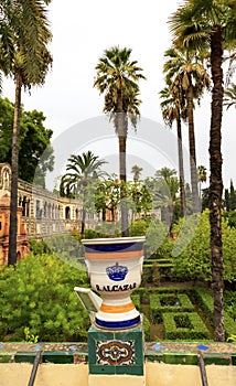 Urn Pot Garden Alcazar Royal Palace Seville Spain