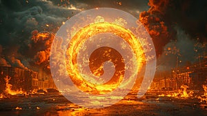 urning globe is fire. Eart on fire