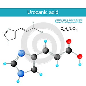 Urocanic acid molecule. molecular chemical structural formula photo